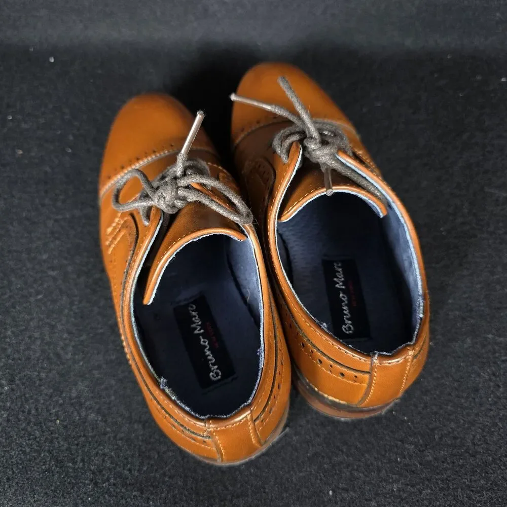 Bruno Marc Prince-K1 Boys 13 Dress Shoes Brown Oxford Lace-Up Classic